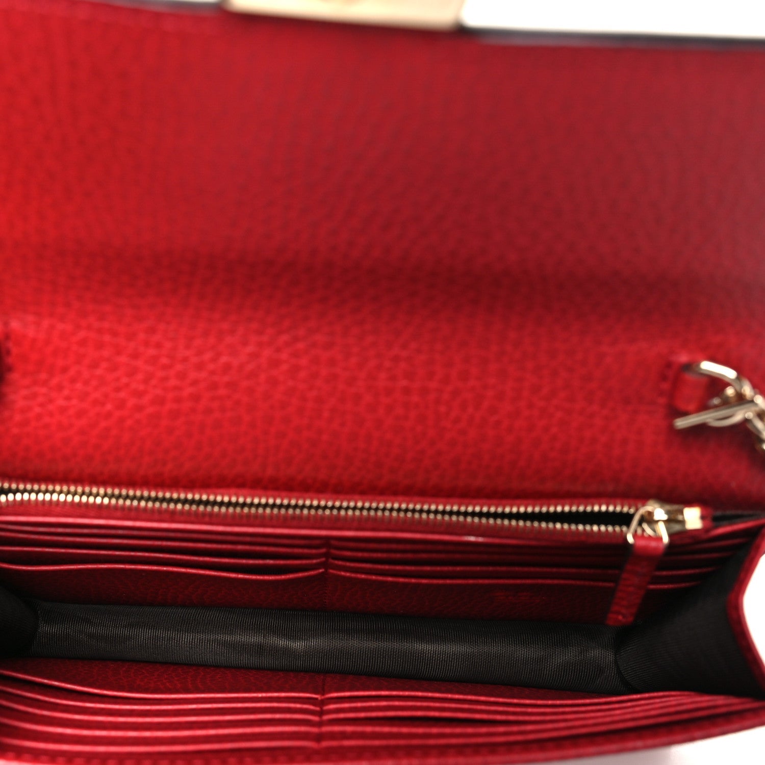 Gucci Dollar Calfskin Interlocking G Chain Wallet Red