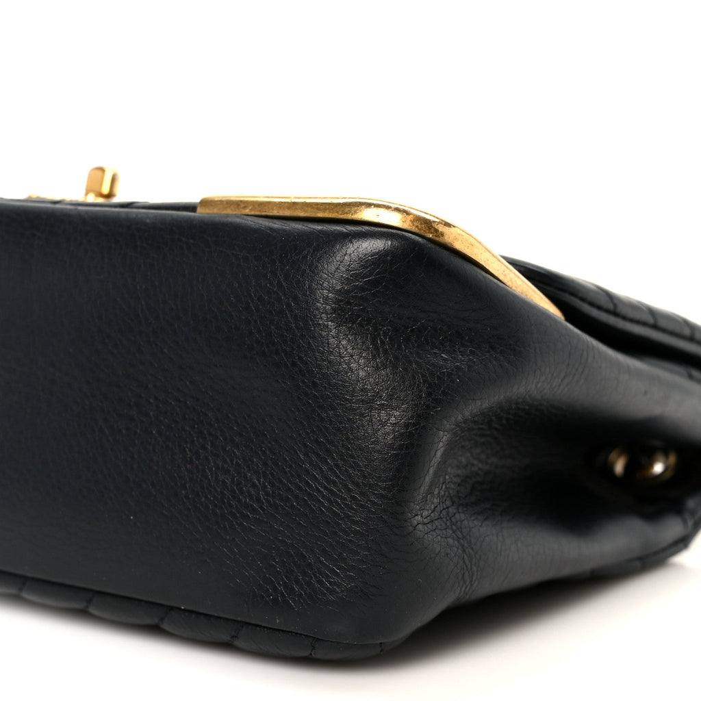 Chanel Calfskin Chevron Quilted Mini Rock The Corner Flap Black