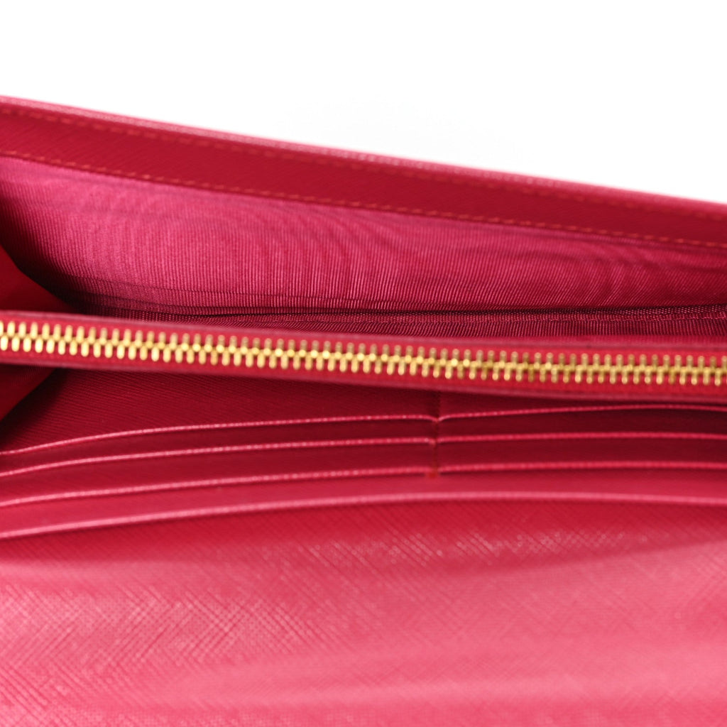 Prada Saffiano Crystal Continental Flap Wallet Peonia