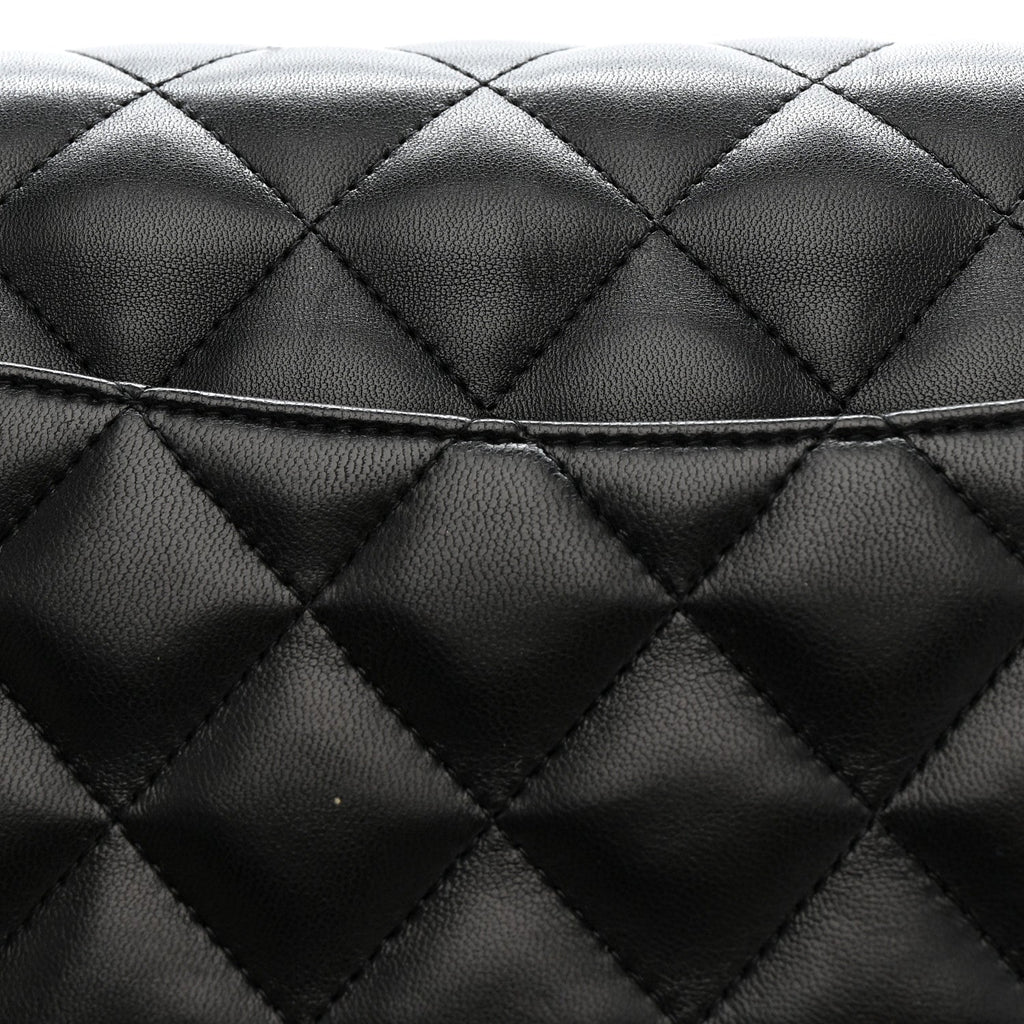 Chanel Lambskin Quilted Jumbo Double Flap Black