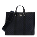 Gucci GG Supreme Monogram Textured Dollar Calfskin Large Ophidia Tote Bag Black Blue