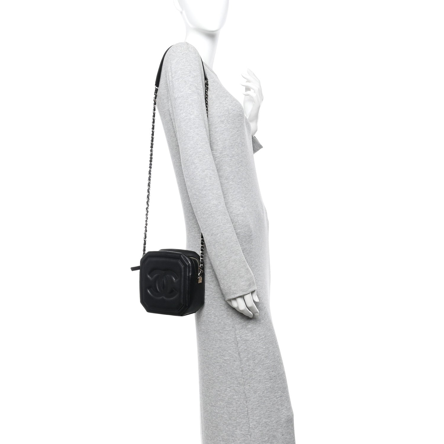 Chanel Calfskin CC Clock Camera Case Black