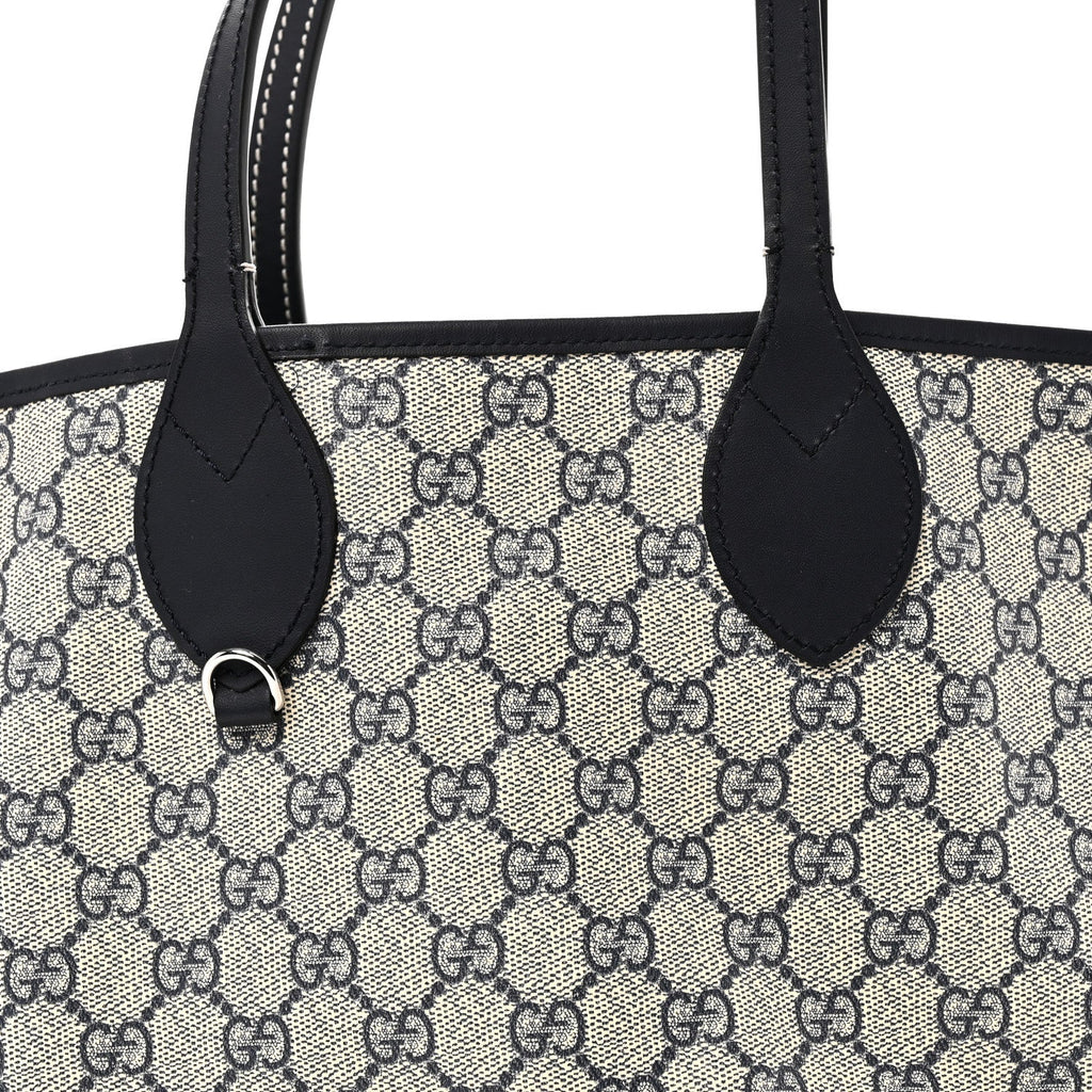 Gucci GG Supreme Monogram Denim Small Totissima Reversible Tote Beige Blue
