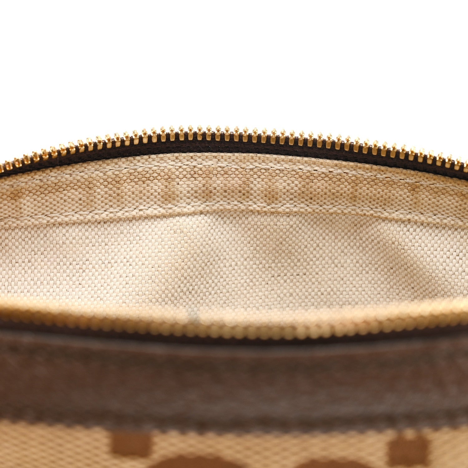 Gucci Monogram Jumbo GG Textured Dollar Calfskin Web Messenger Shoulder Bag Camel Ebony New Acero