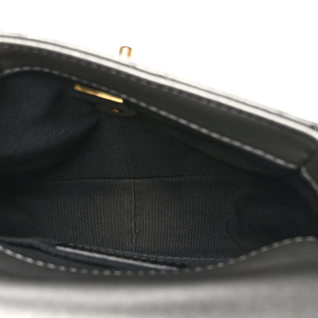 Chanel Metallic Lambskin Quilted Mini Side Note Flap Grey