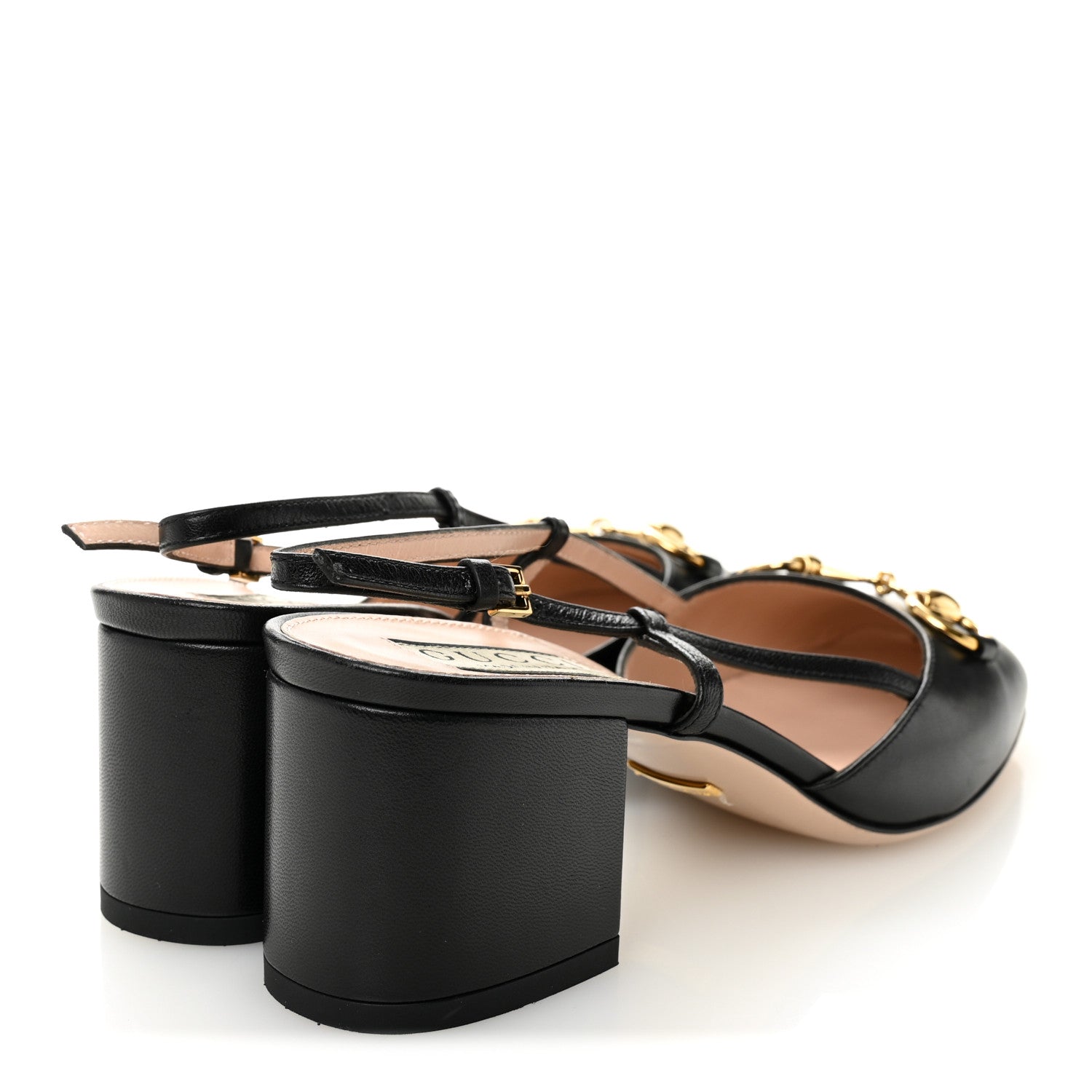 Gucci Malaga Kid Horsebit 70mm Slingback Pumps 36  Black