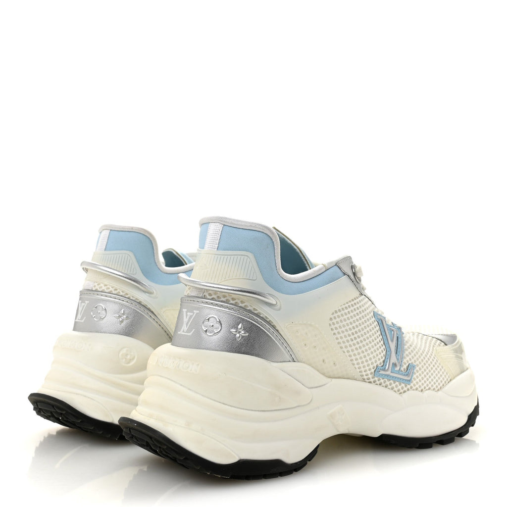 Louis Vuitton Patent Calfskin Technical Mesh Monogram Run 55 Sneakers 37 Bleu Clair