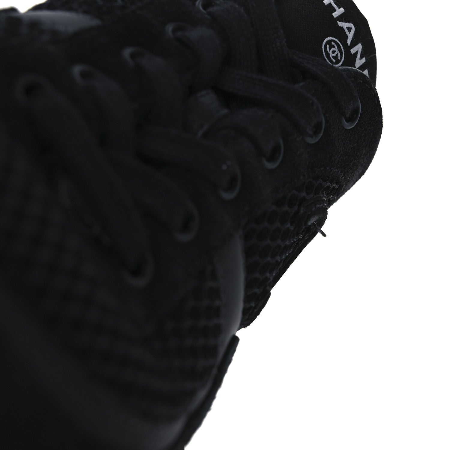 Calfskin Mesh Lycra Suede Womens Logo Sneakers 40 Black