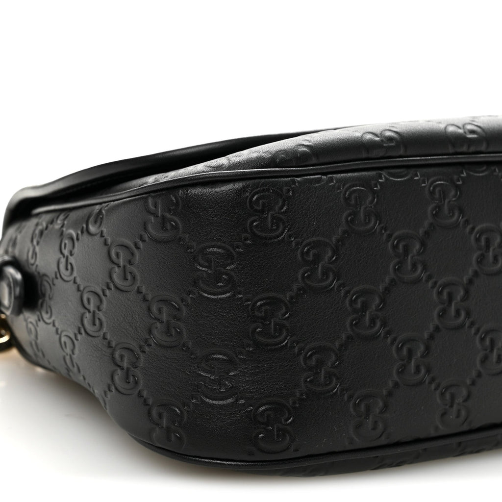 Gucci GG Calfskin Embossed Emblem Medium Arabella Bag Black Black