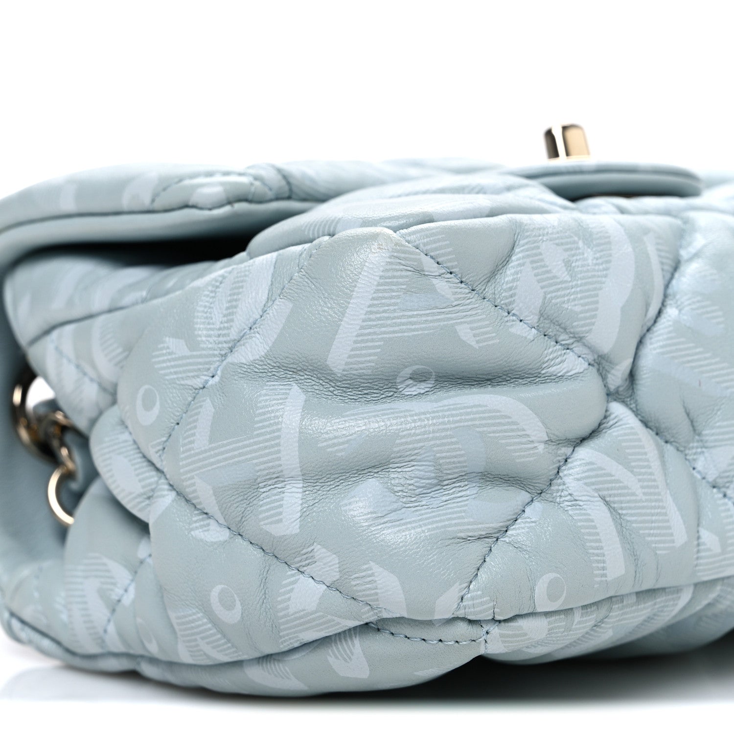 Chanel Lambskin Quilted Printed CC Mini Square Flap Light Blue