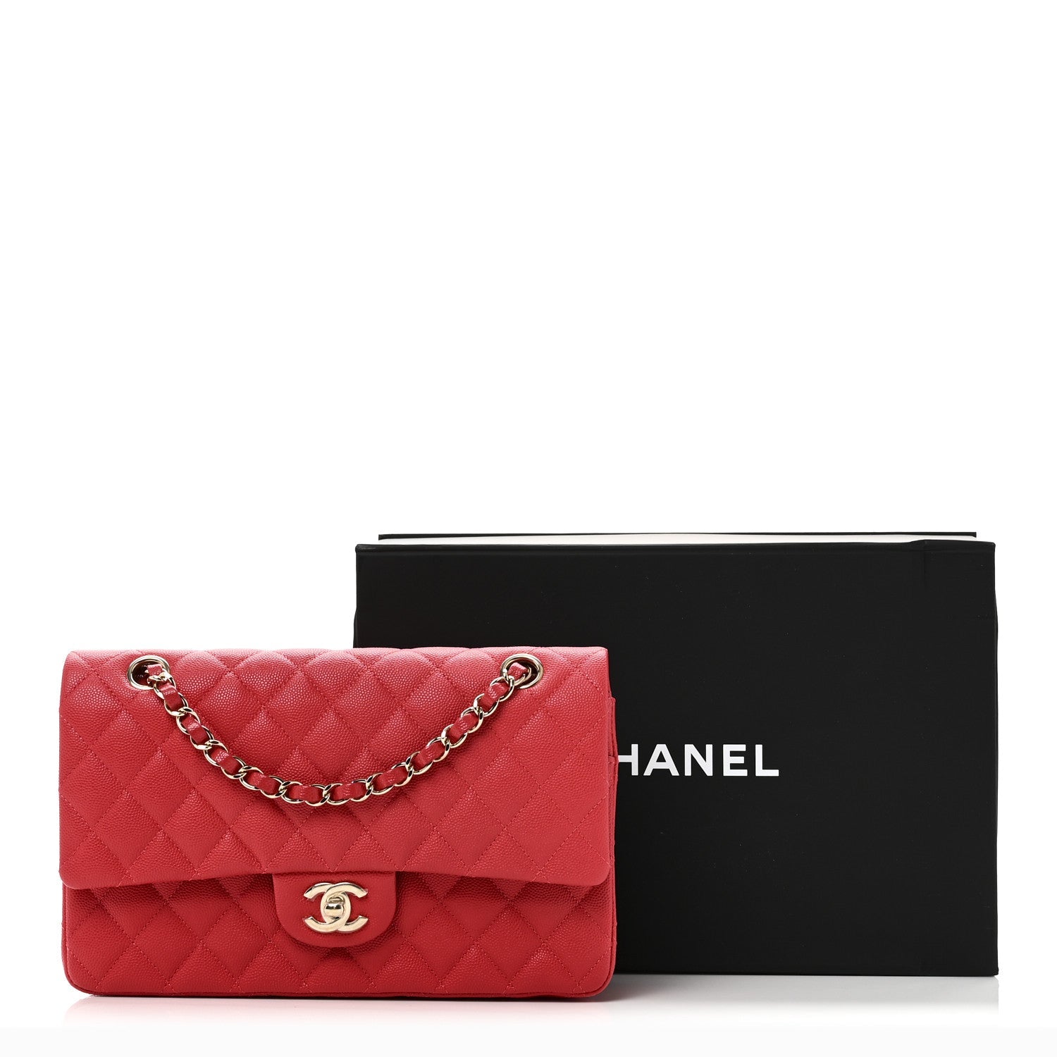 Chanel Caviar Quilted Medium Double Flap Red