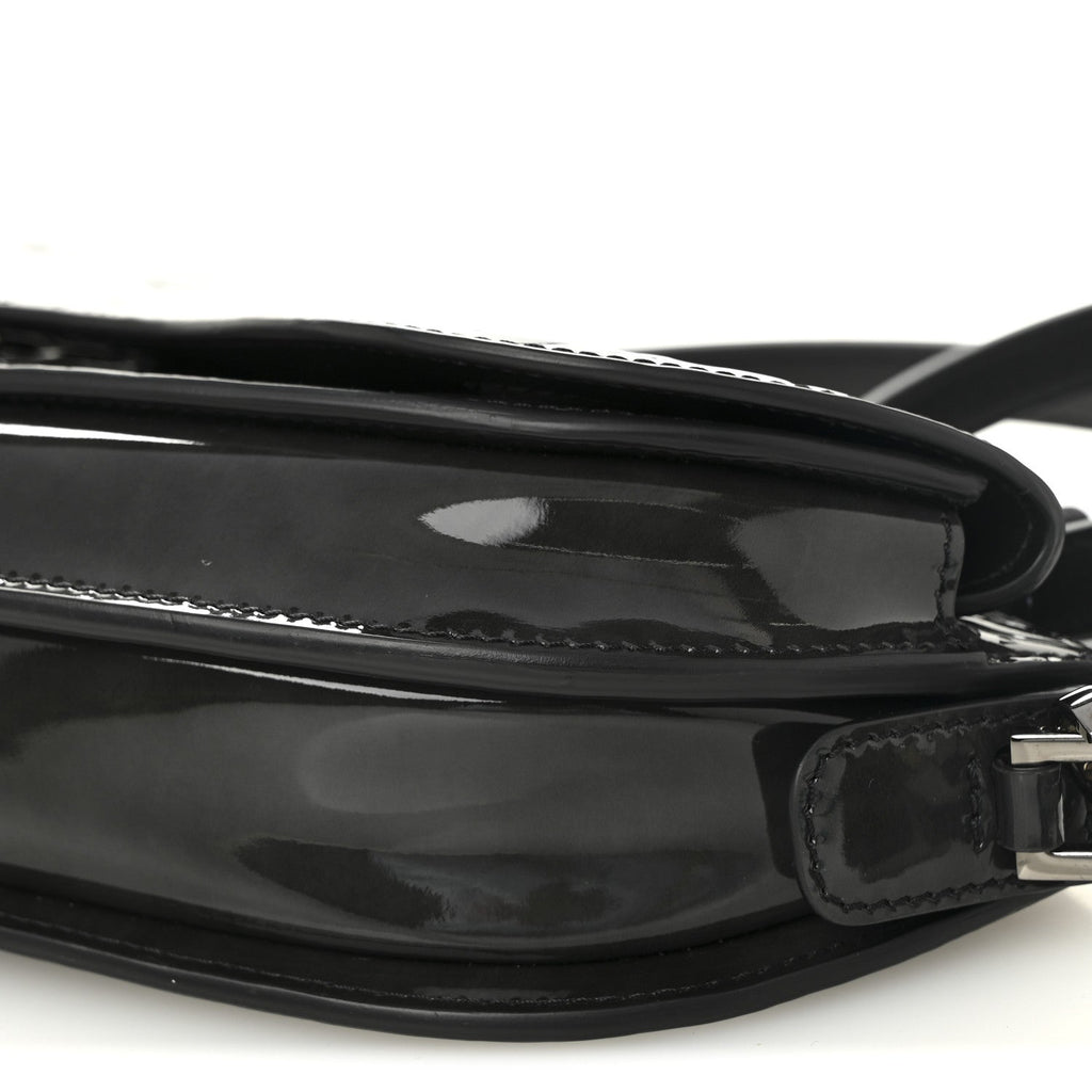 Christian Dior Patent Oblique Embossed Saddle Boxy Bag Black