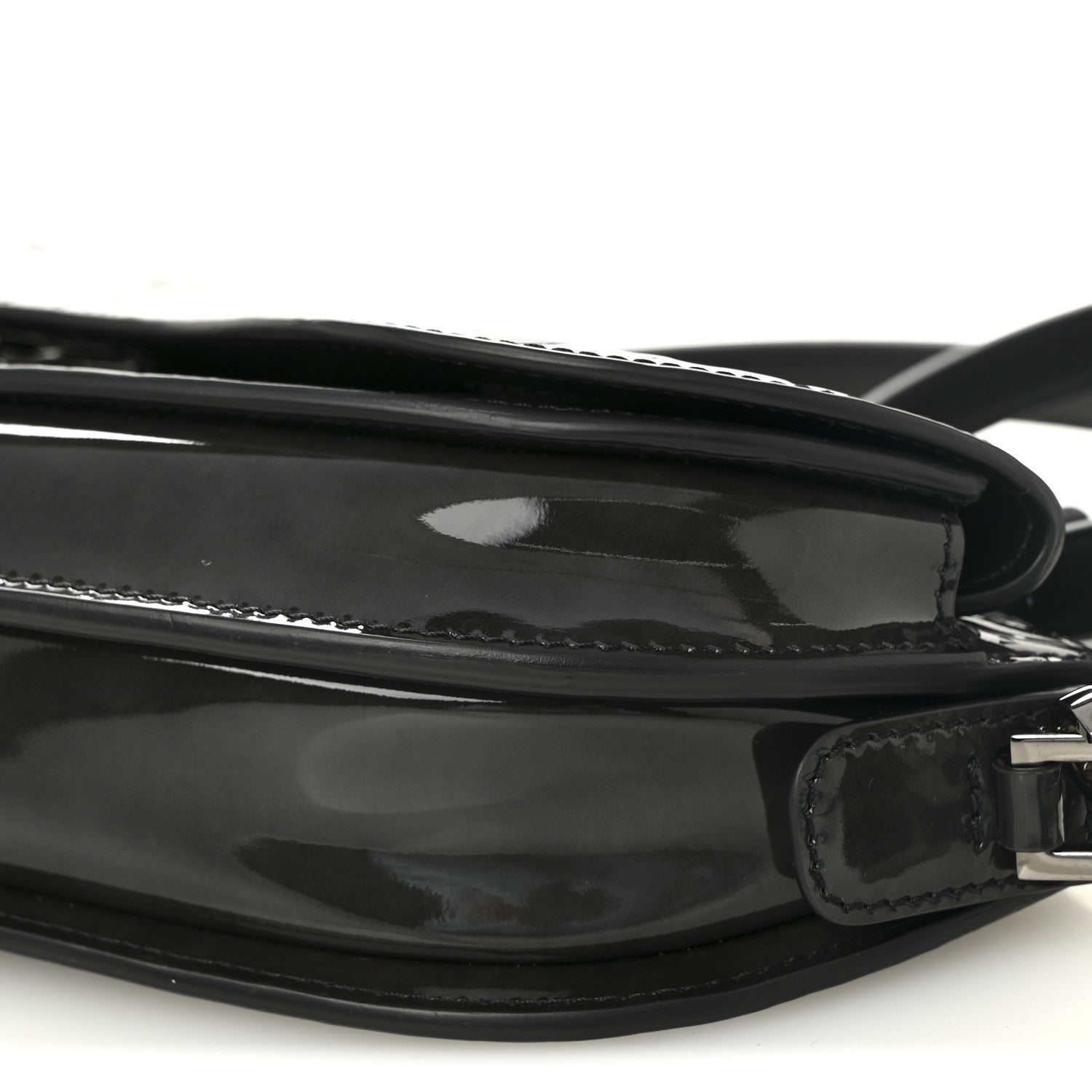 Christian Dior Patent Oblique Embossed Saddle Boxy Bag Black
