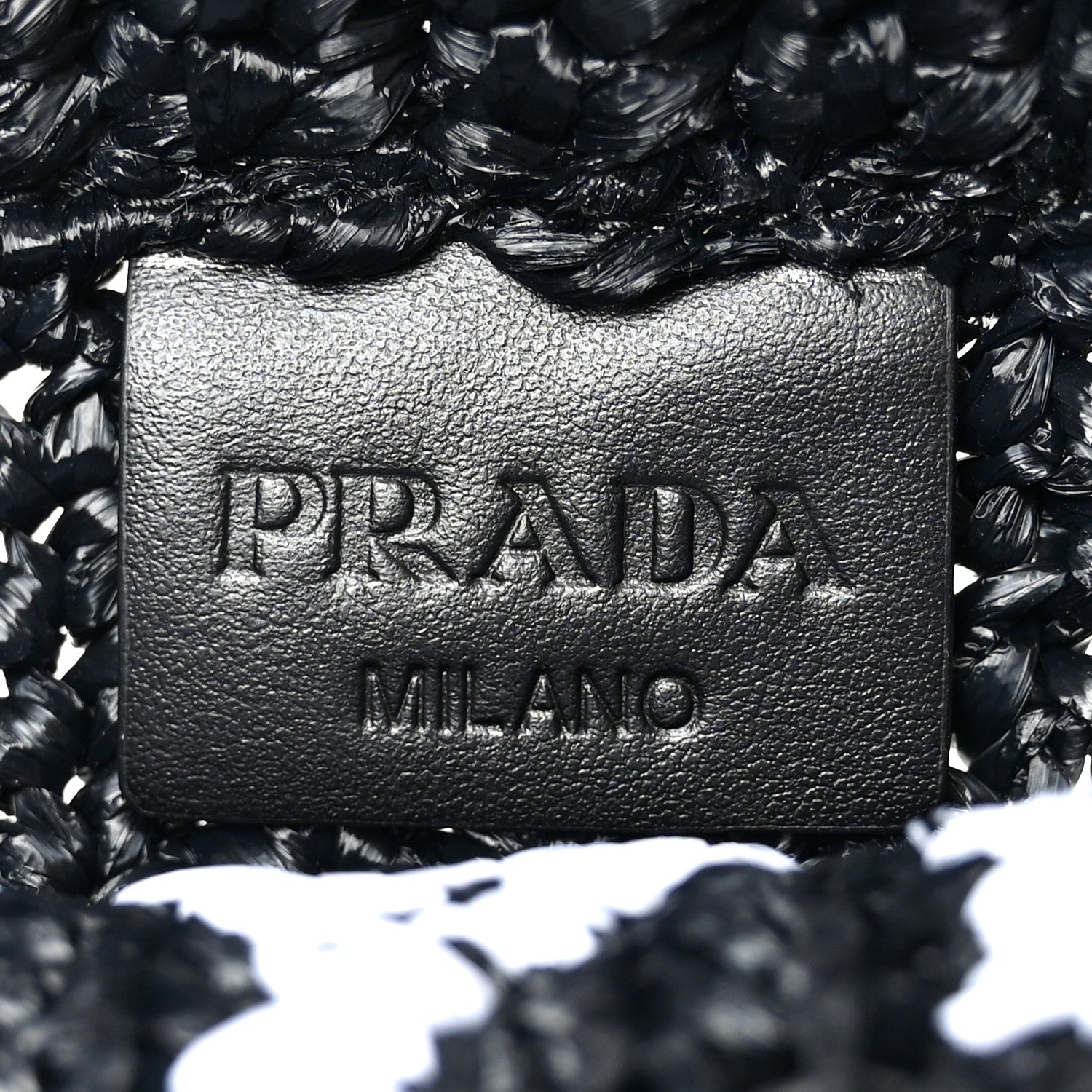 Prada Yarn Raffia Effect Crochet Small Logo Tote Black