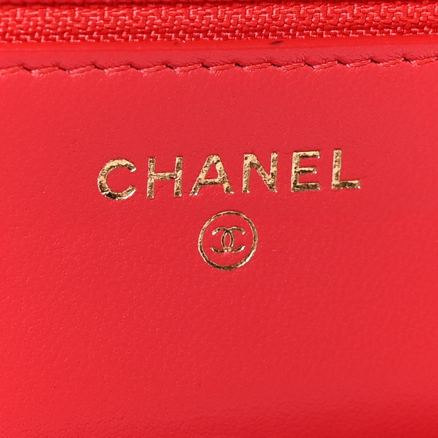 Chanel Lambskin Quilted CC Pearl Crush Wallet on Chain WOC Red