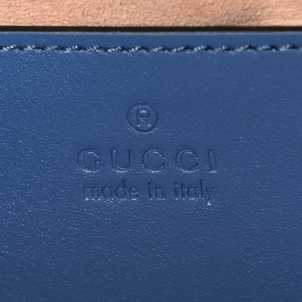 Gucci Calfskin Matelasse Aria Small GG Marmont Chain Shoulder Bag Clear Blue