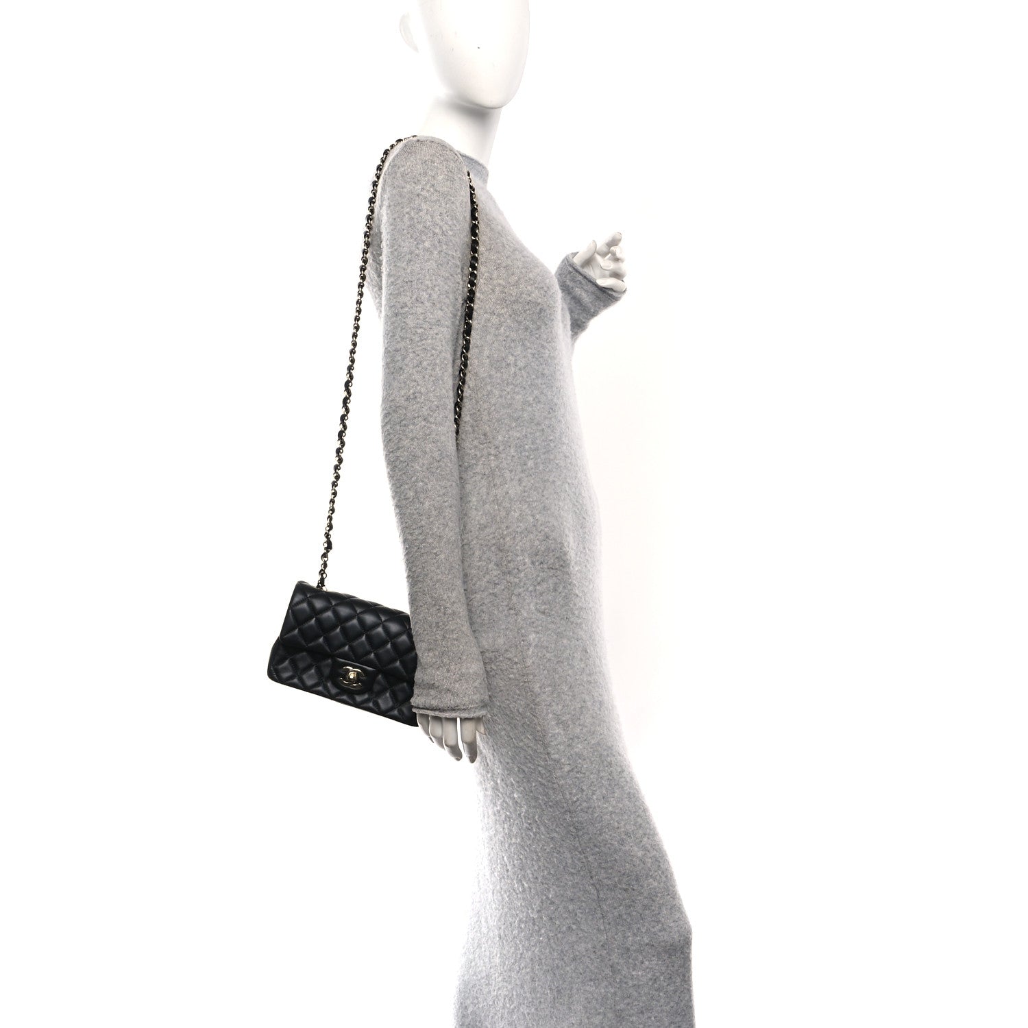 Chanel Lambskin Quilted Mini Rectangular Flap Black