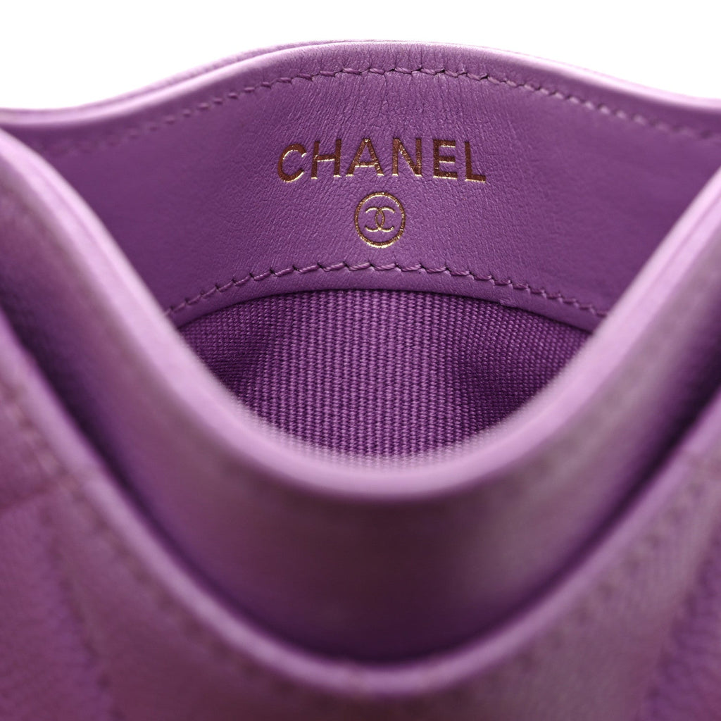 Caviar Quilted Card Holder Purple