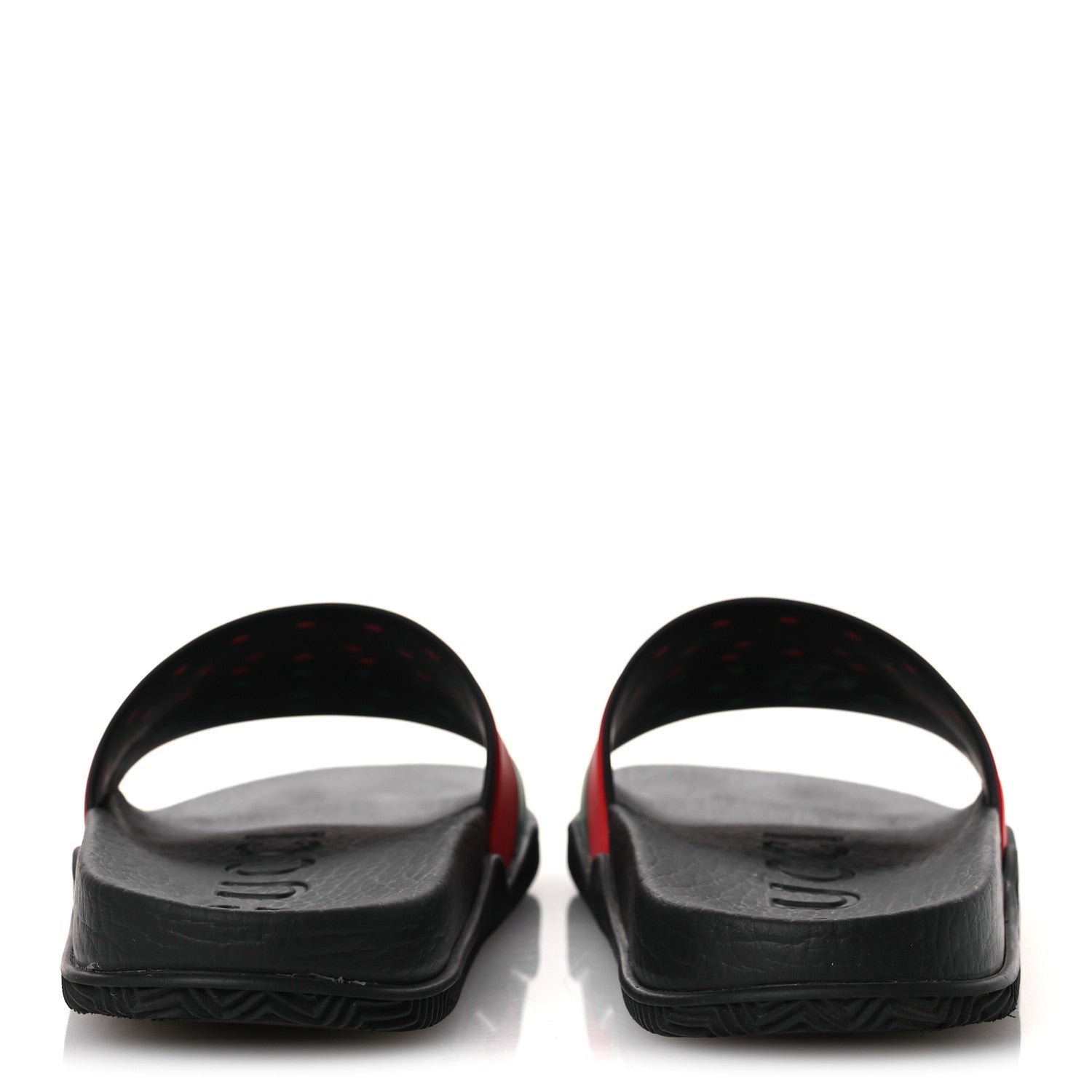 Gucci Rubber Web Womens Interlocking G Slide Sandals 33 Black Green Red