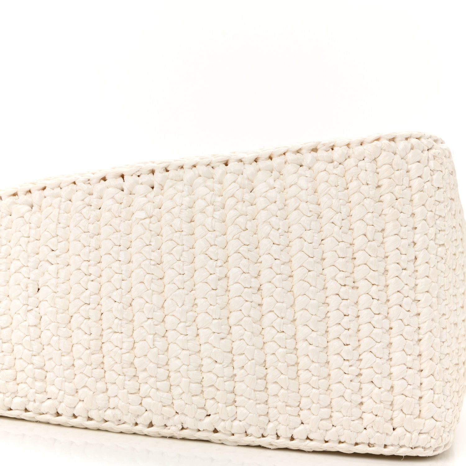 Prada Yarn Raffia Effect Crochet Triangle Shoulder Bag White