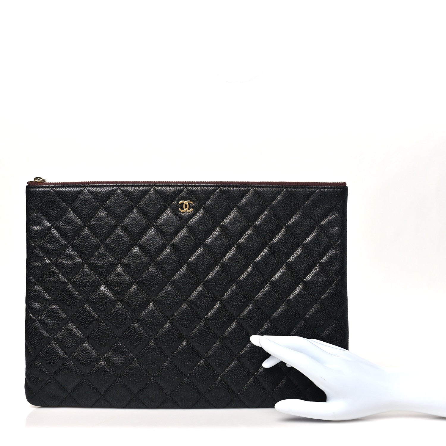 Caviar Quilted Large Cosmetic Case Black