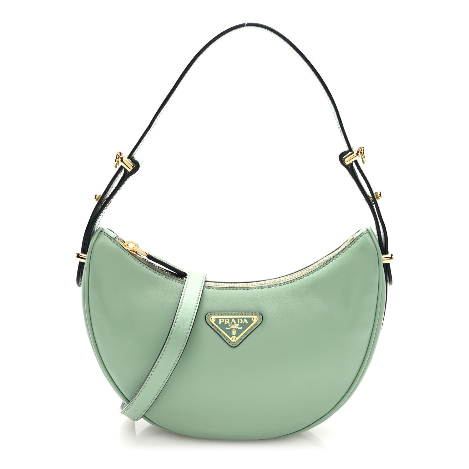 Prada Soft Calfskin Arque Shoulder Bag Green