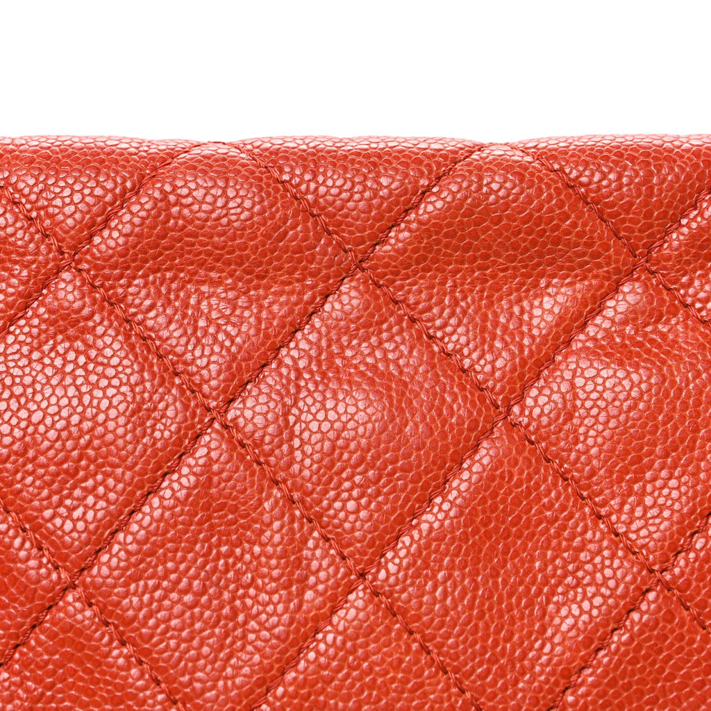 Chanel Grained Calfskin Large Natural Beauty Flap Orange