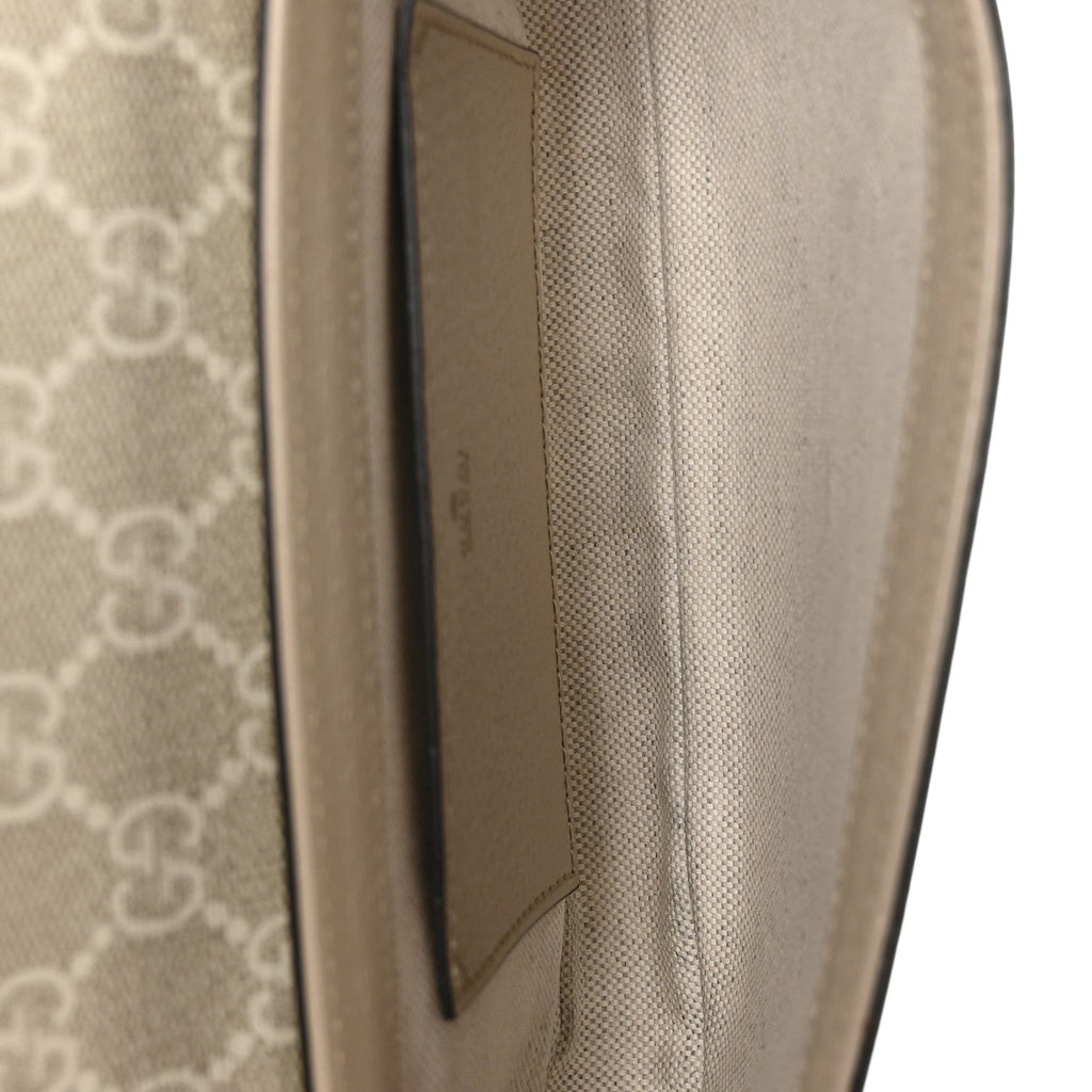 Gucci GG Supreme Monogram Textured Dollar Calfskin Web Mini Ophidia Envelope Shoulder Bag Beige Mystic White Oatmeal