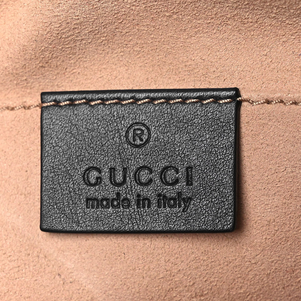 Gucci Calfskin Matelasse GucciGhost Small GG Marmont Chain Shoulder Bag  Black Hibiscus Red