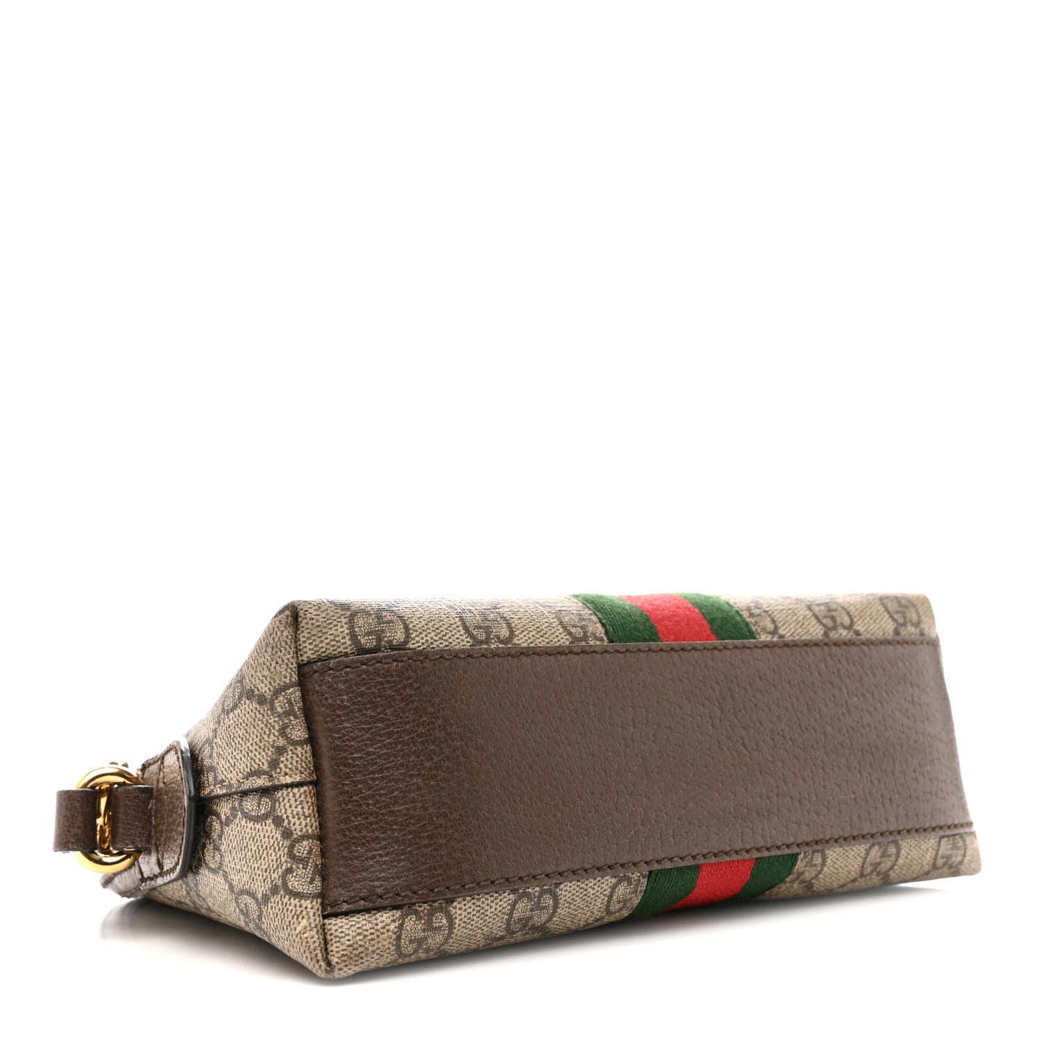 Gucci GG Supreme Monogram Textured Dollar Calfskin Web Small Ophidia Dome Shoulder Bag Beige Ebony New Acero