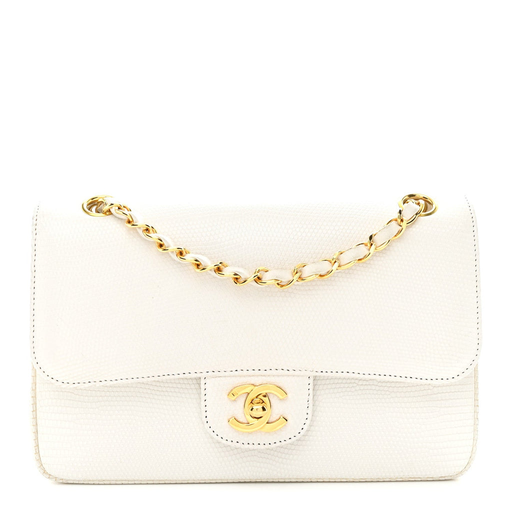 Chanel Lizard Small Double Flap White