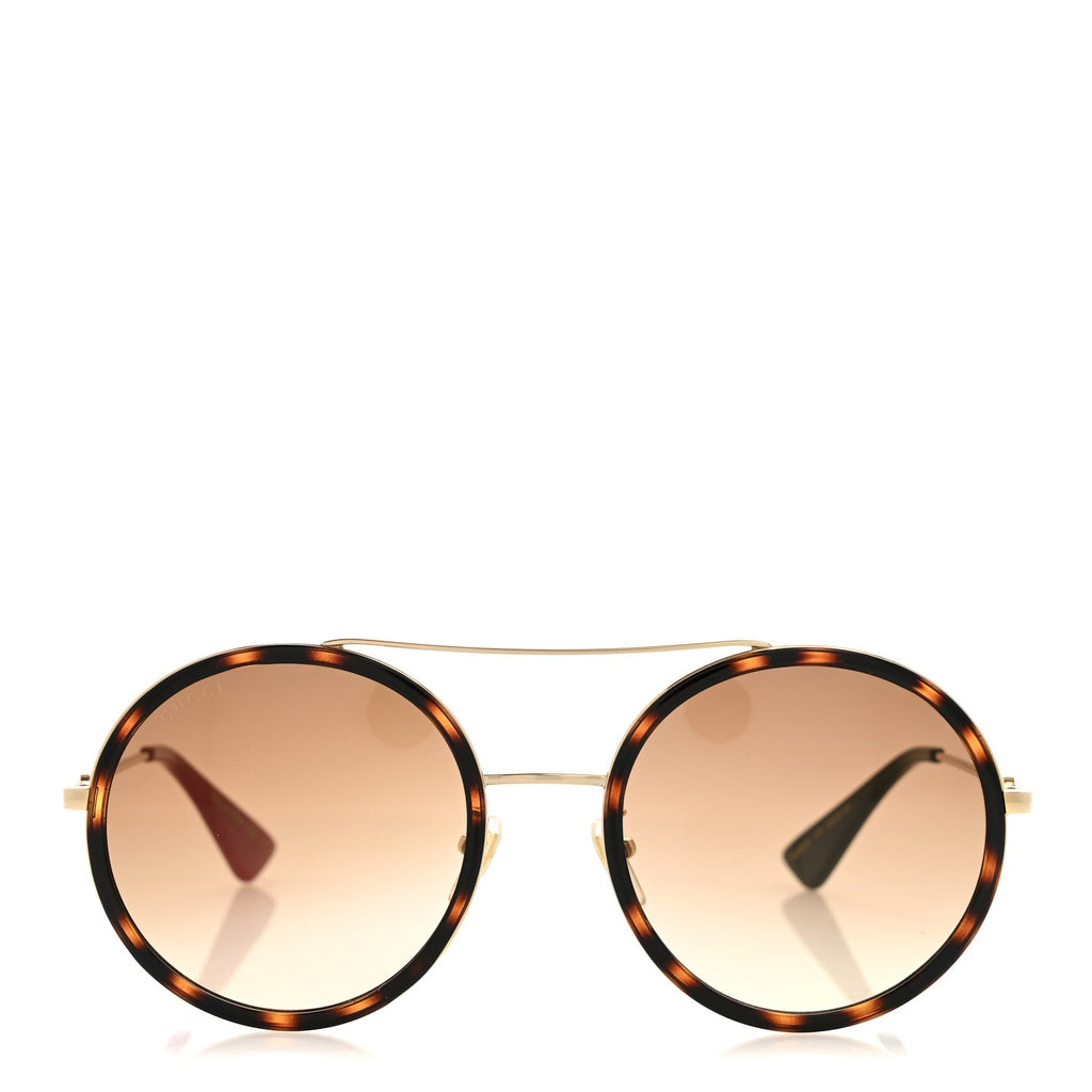 Gucci Metal Round Frame Sunglasses GG0061S Green Red Tortoise