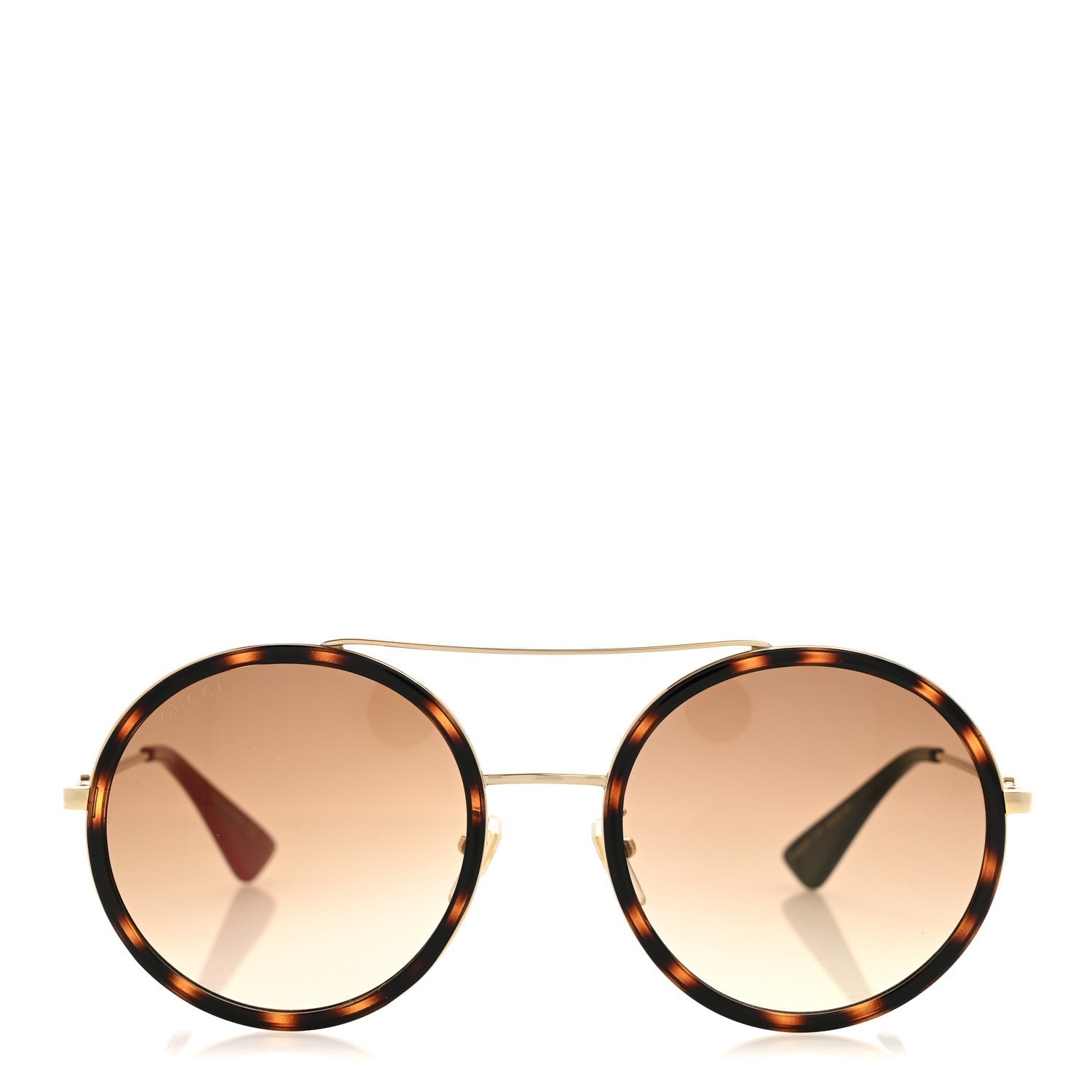 Gucci Metal Round Frame Sunglasses GG0061S Green Red Tortoise