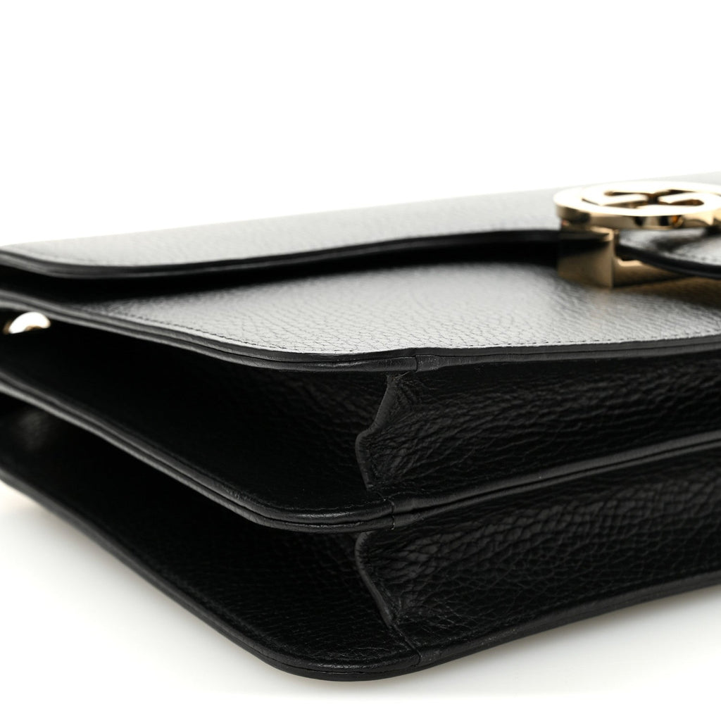 Gucci Dollar Calfskin Interlocking G Shoulder Bag Black