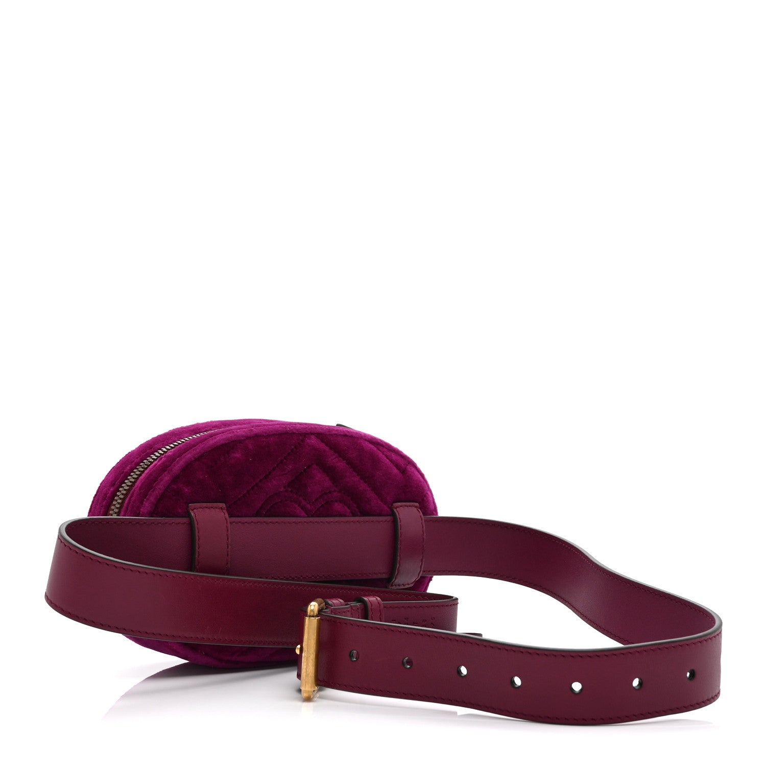 Gucci Velvet Matelasse GG Marmont Belt Bag 95 38 Fuchsia Violet Cyclamen