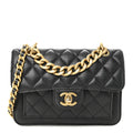 Chanel Aged Calfskin Quilted Double You Mini Flap Black