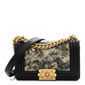 Chanel Metallic Crumpled Goatskin Small Boy Flap Black Gold