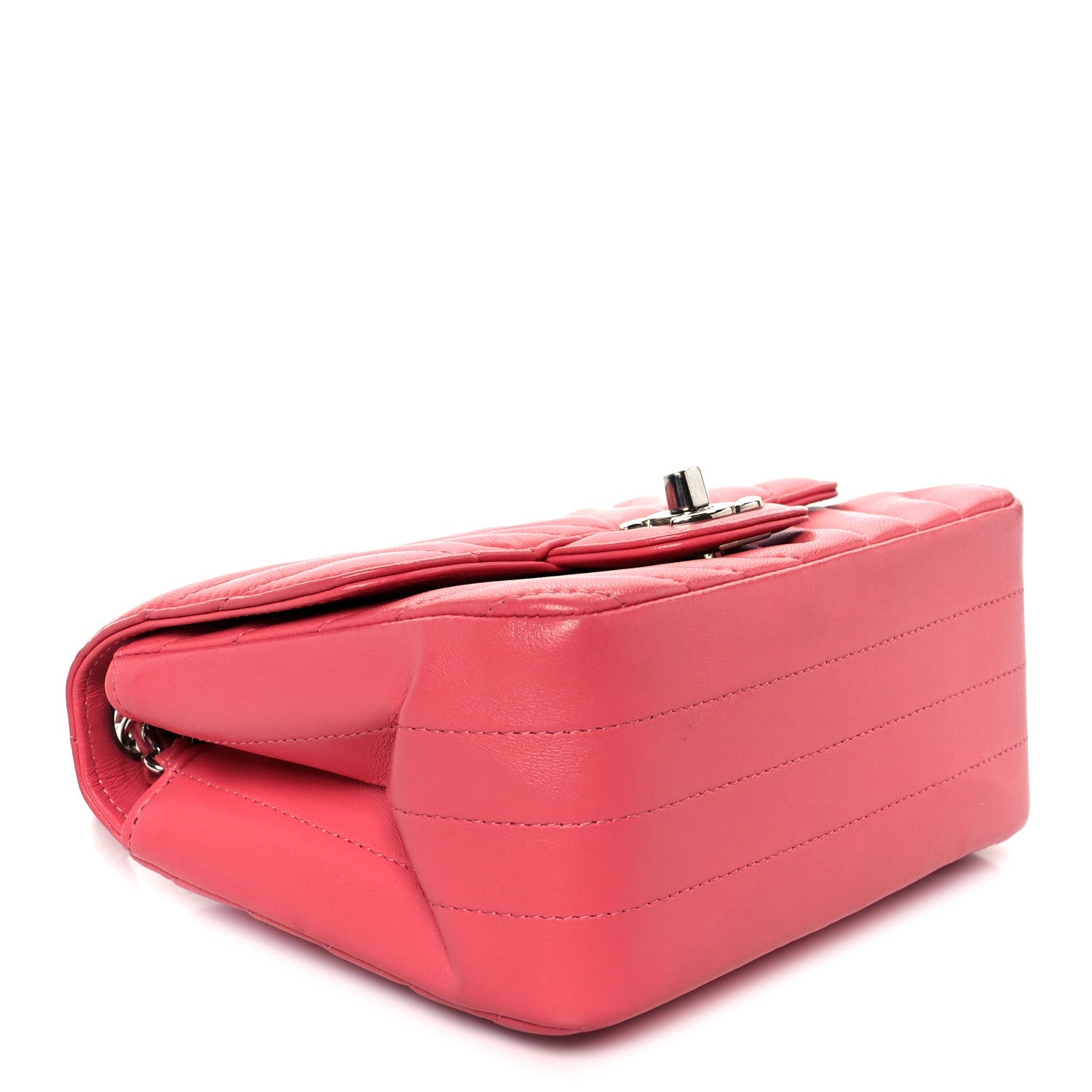 Chanel Lambskin Chevron Quilted Mini Square Flap Pink