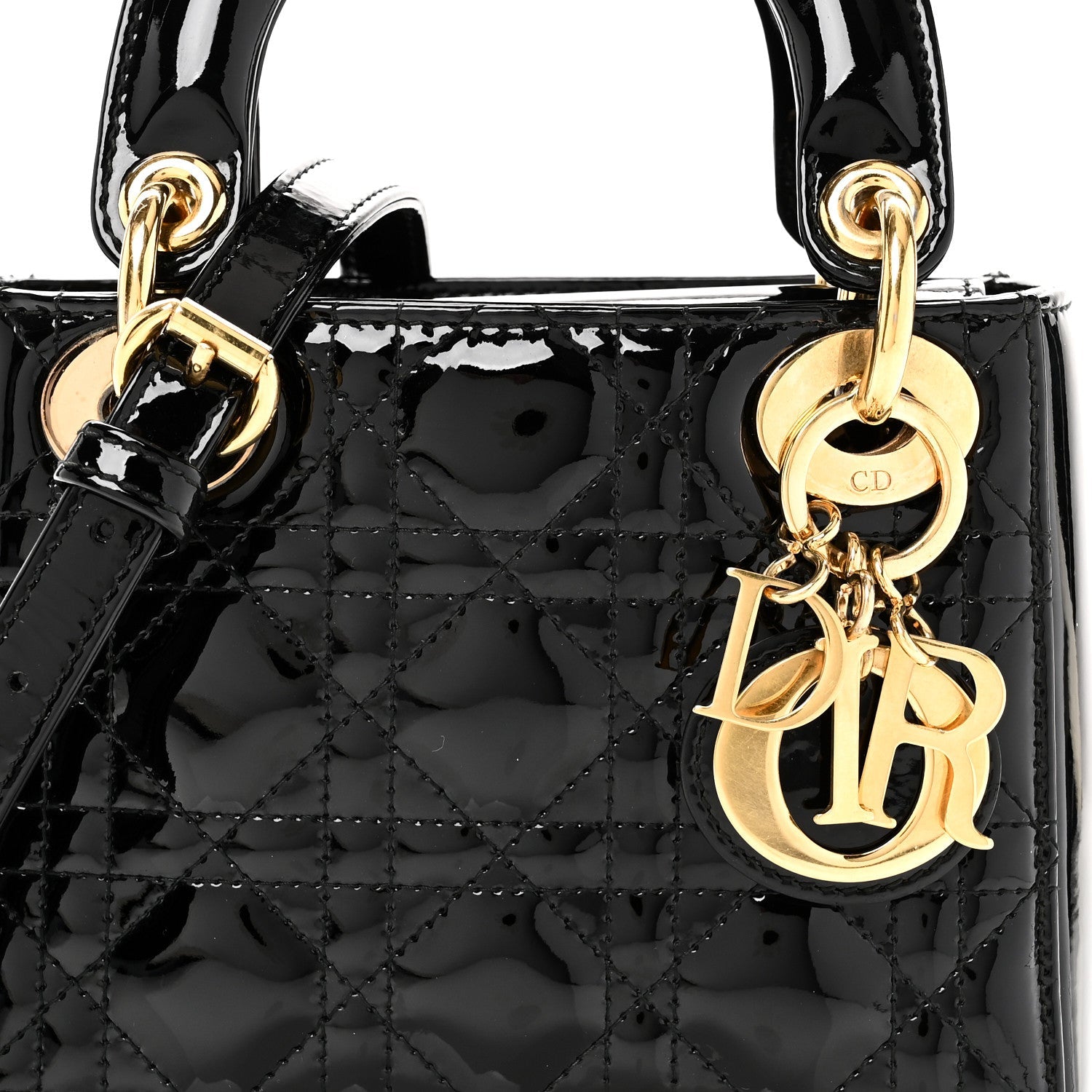 Christian Dior Patent Cannage Mini Lady Dior Black