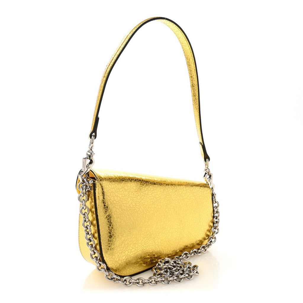 Gucci Metallic Demetra Mini Horsebit 1955 Asymmetric Shoulder Bag Gold
