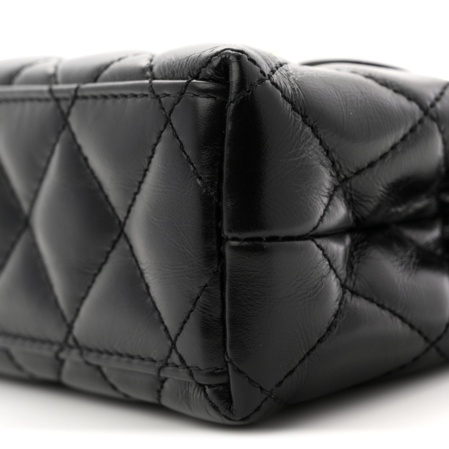 Chanel Shiny Aged Calfskin Quilted Nano Kelly Shopper Black