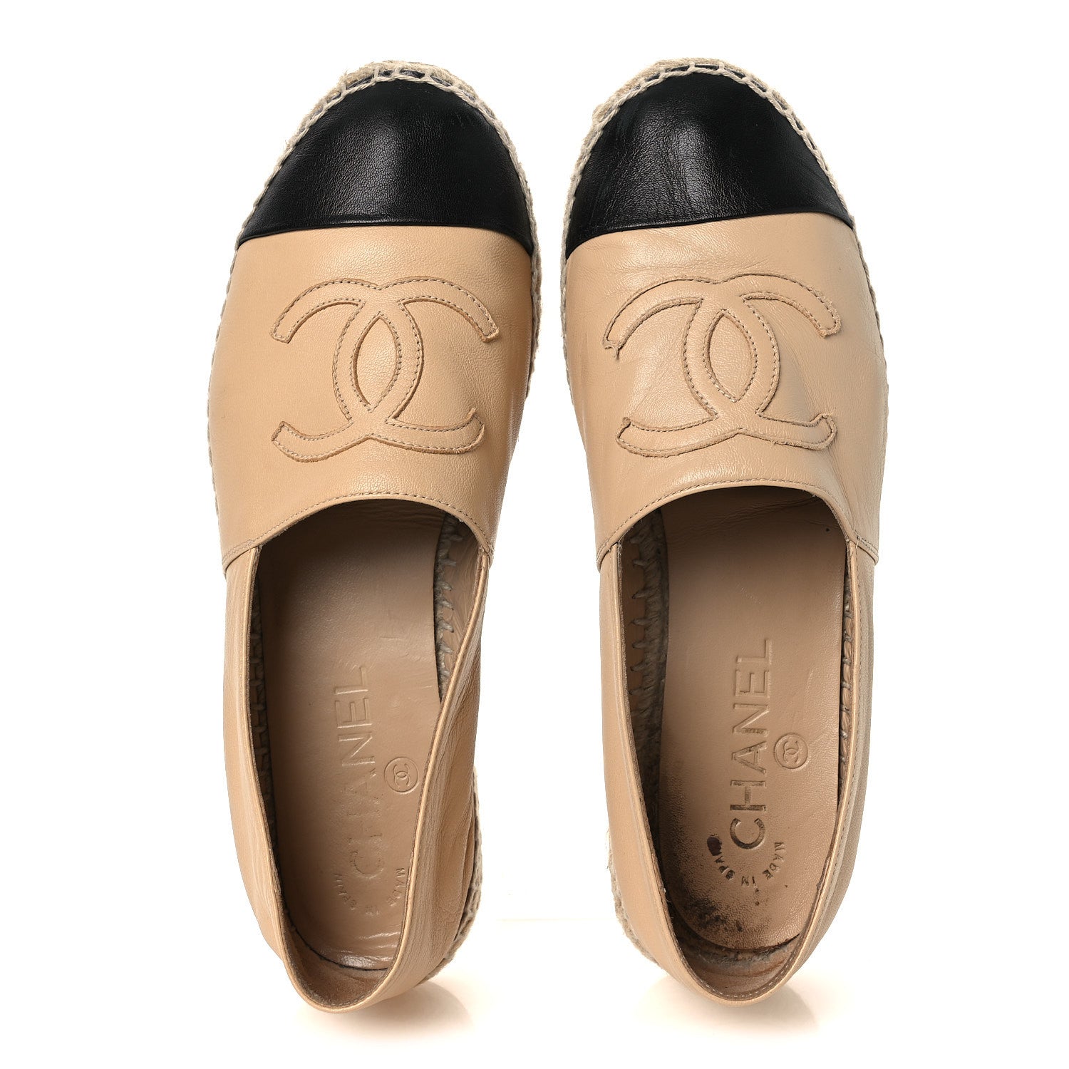 Lambskin CC Espadrilles 37 Beige Black
