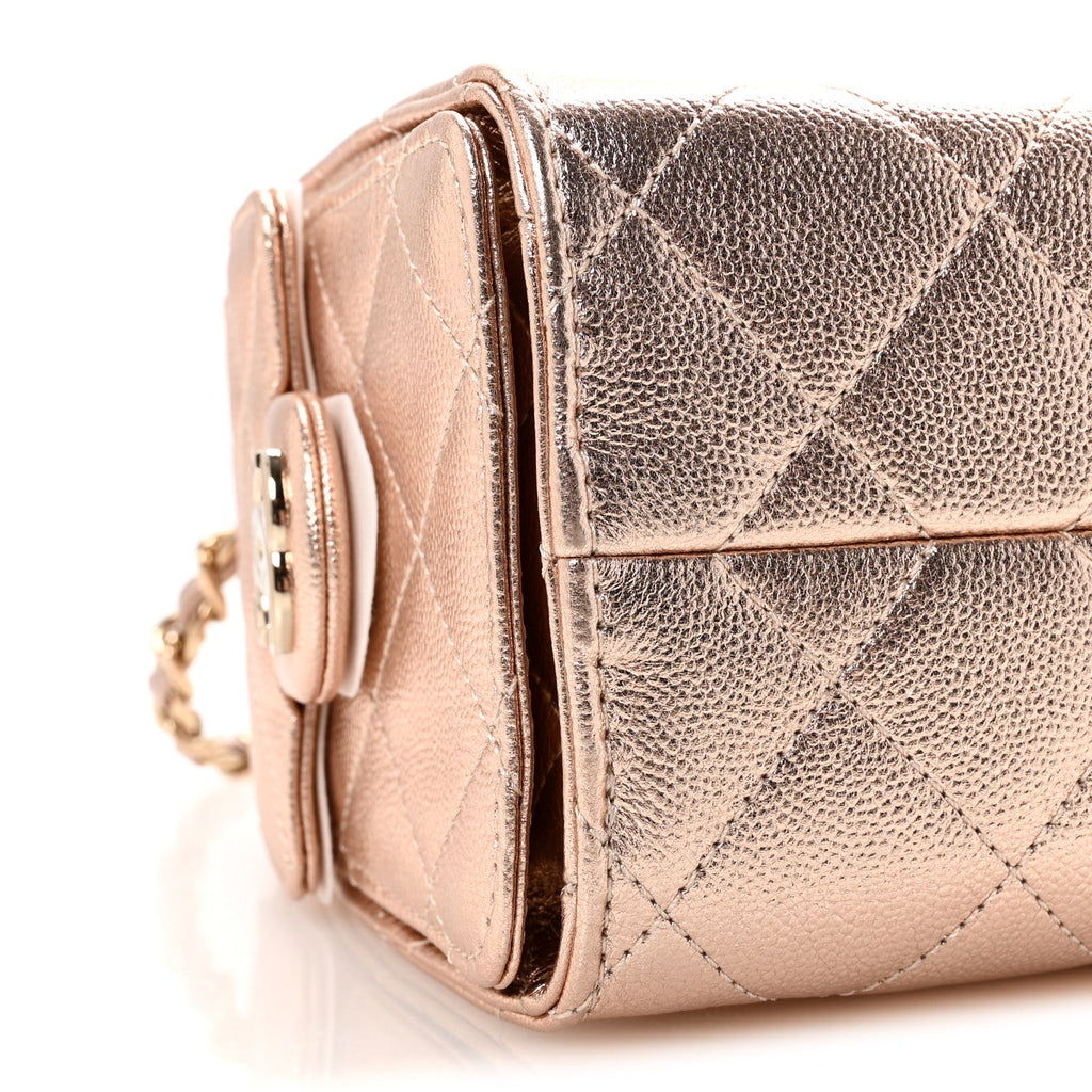 Chanel Metallic Caviar Quilted Mini Chanel 25 Handbag Copper