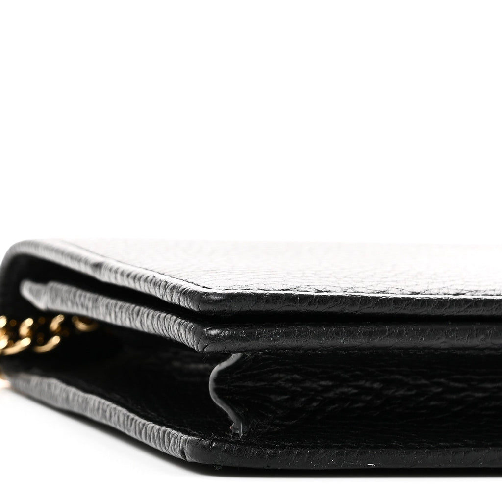 Gucci Calfskin Mini GG Marmont Chain Wallet Black
