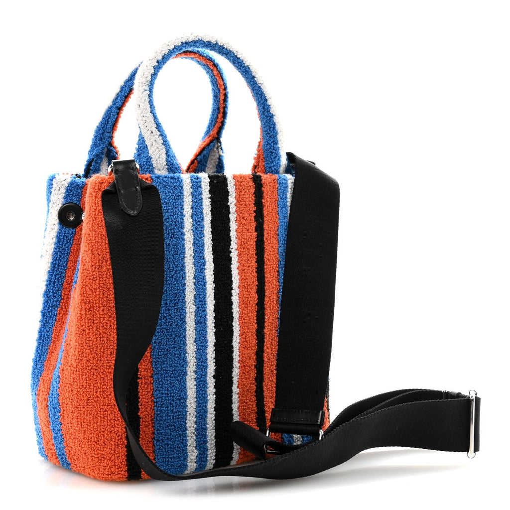 Prada Terry Cloth Small Stripe Tote Arancio