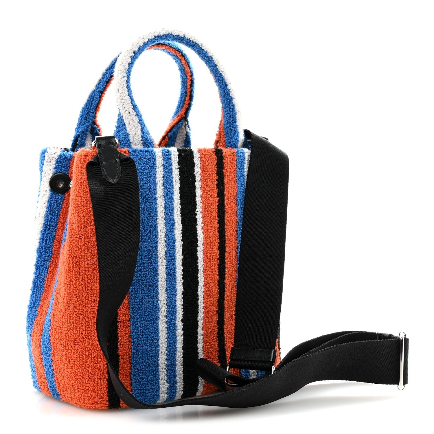 Prada Terry Cloth Small Stripe Tote Arancio