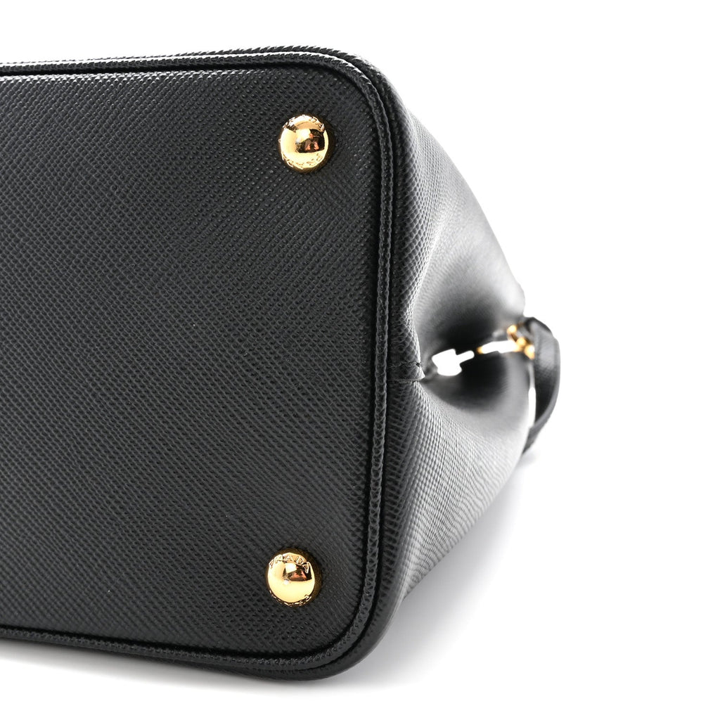 Prada Saffiano Cuir Medium Double Bag Black Fuoco