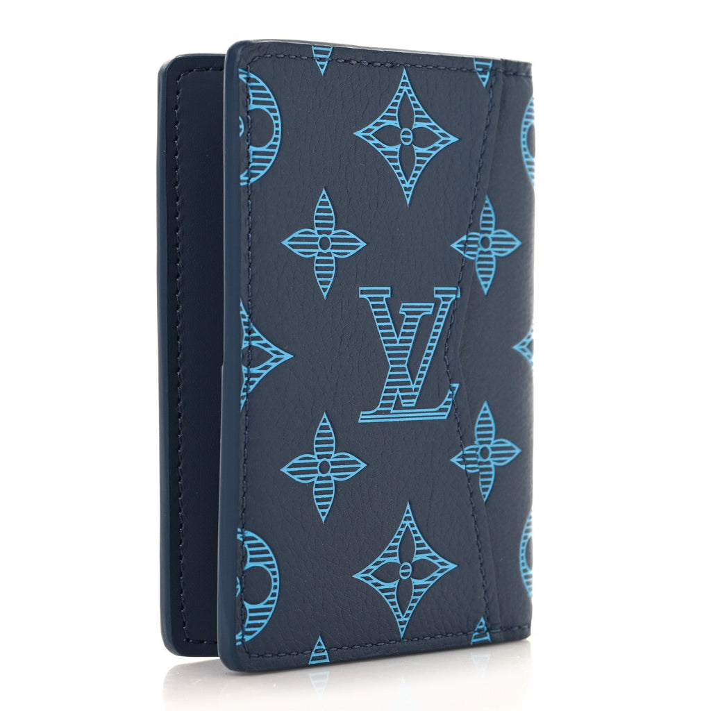 Louis Vuitton Calfskin Monogram Shadow Pocket Organizer Blue