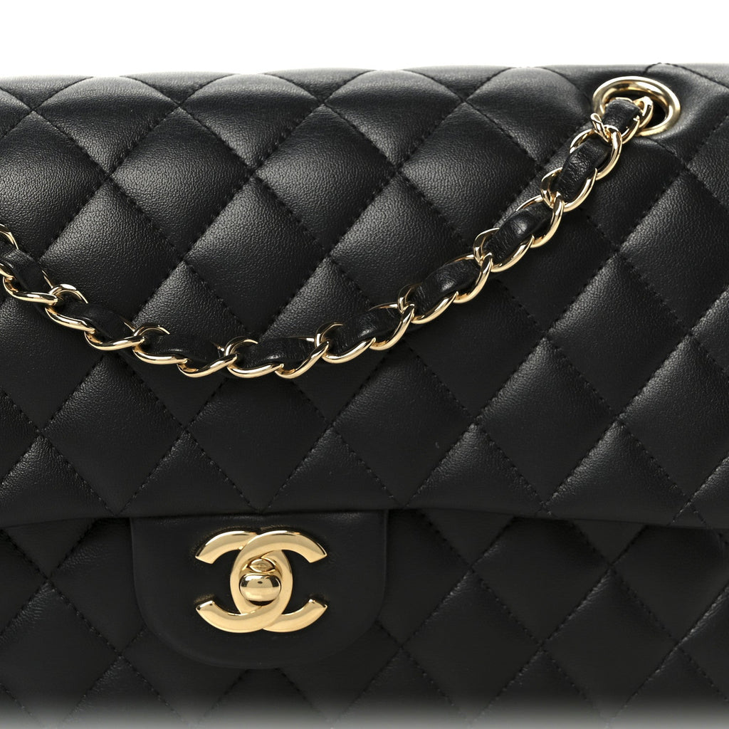 Chanel Lambskin Quilted Medium Double Flap Black
