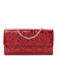 Christian Dior Patent Cannage Lady Dior Rendezvous Wallet On Chain Rouge Ceris